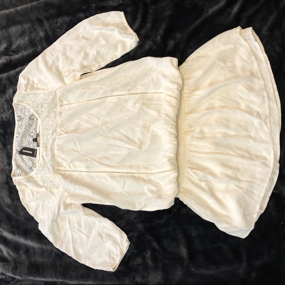 Express dress Drop waist 3/4 Sleeve NWT M white